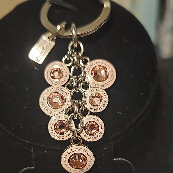 Coach Rose Tone Silver Metal Keychain NWOT - Picture 1 of 3